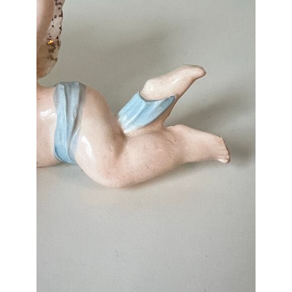 Vintage Winged Cherub Angel Wall Pocket Figurine it Cherub Planter Stamped Japan - Picture 4 of 9